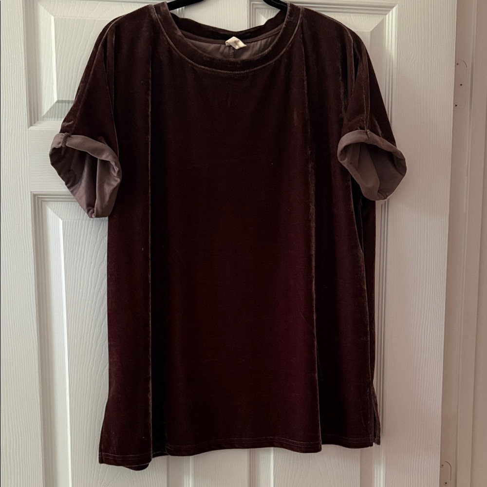 Luxurious Velvet Women's Top in Deep Burgundy